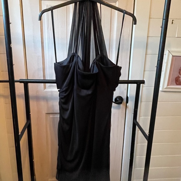 Black chiffon gown - rhinstones band under chest - ruching on the side - Picture 3 of 5